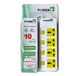 Power Plus 4 Way Socket (4Switch+3Meter) White+Green PPE400I3M