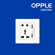 OPPLE F021685-Switched SKT-2USB-GL-5P-16A (White) Switch and Socket (OP-29-021)